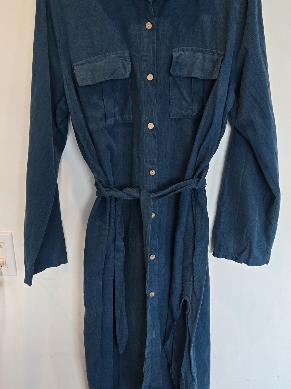 Button-Front Midi Shirt Dress Cordory Blue - Picture 3 of 6